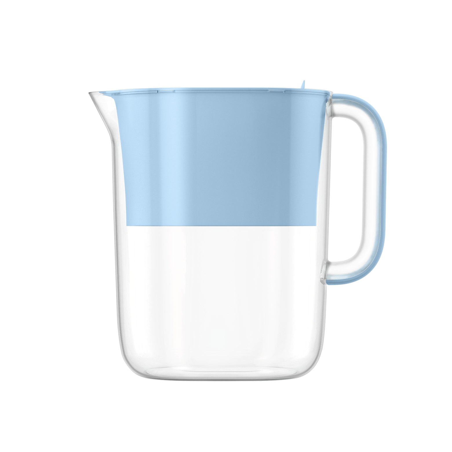 LARQ Pitcher 2 in Amalfi Blue with its matching colored handle and hopper